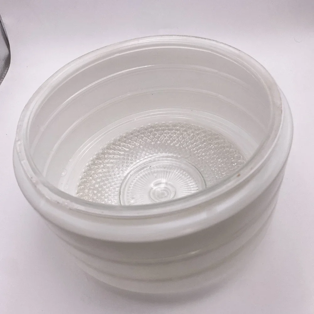 Vtg Art Deco White Milk Glass Light Shade Round Flush Globe 7.75
